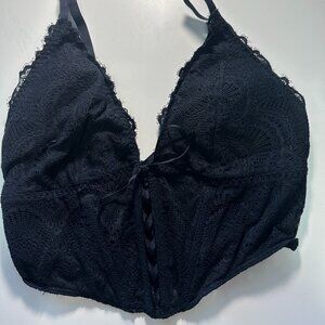 Black Lacy Corset Crop Tank Top M